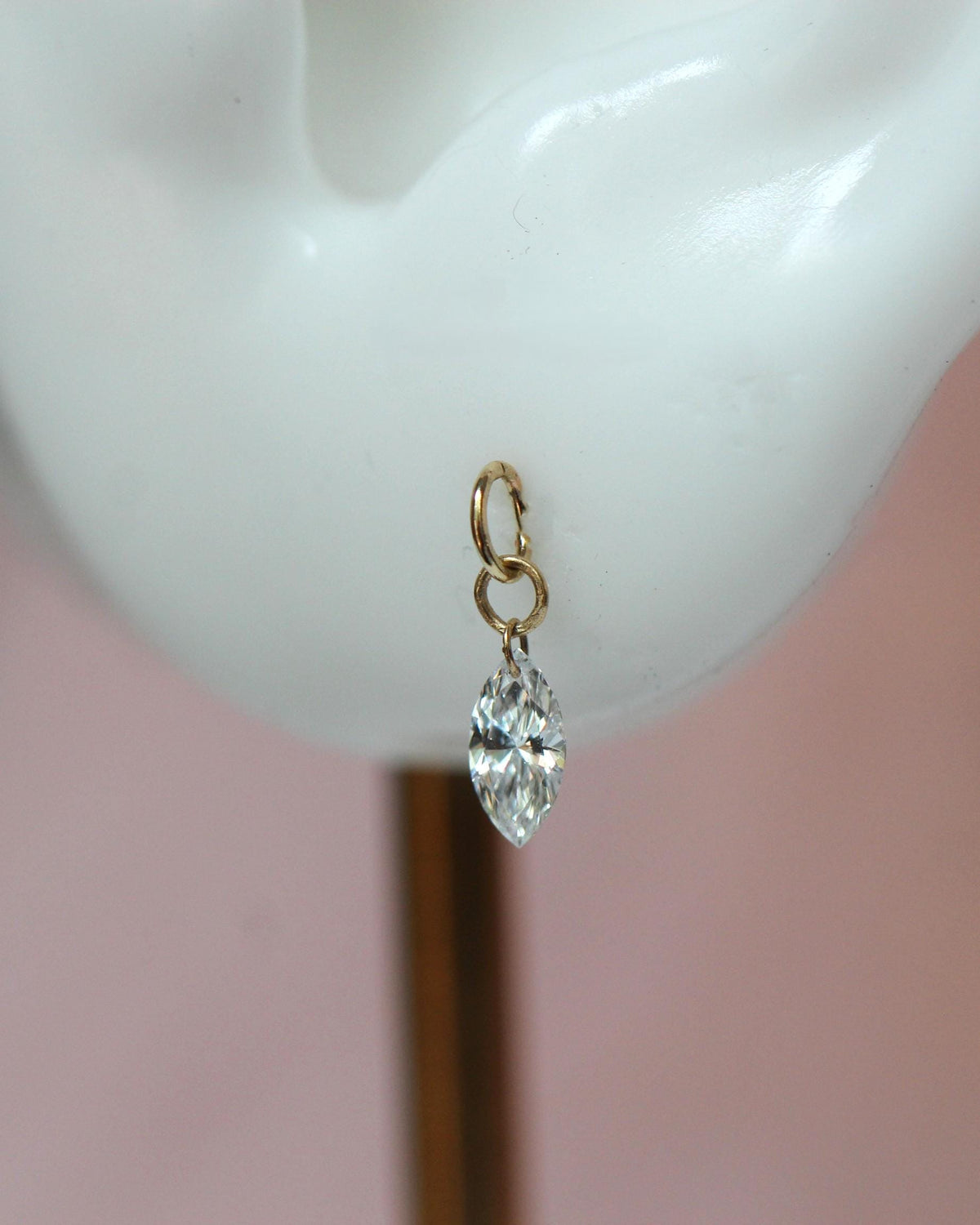 14K Floating Marquise Diamond Stud, Floating Diamond Studs, Solid Gold, Minimal Jewelry, Drop Earrings, Lab Made, Real Gold