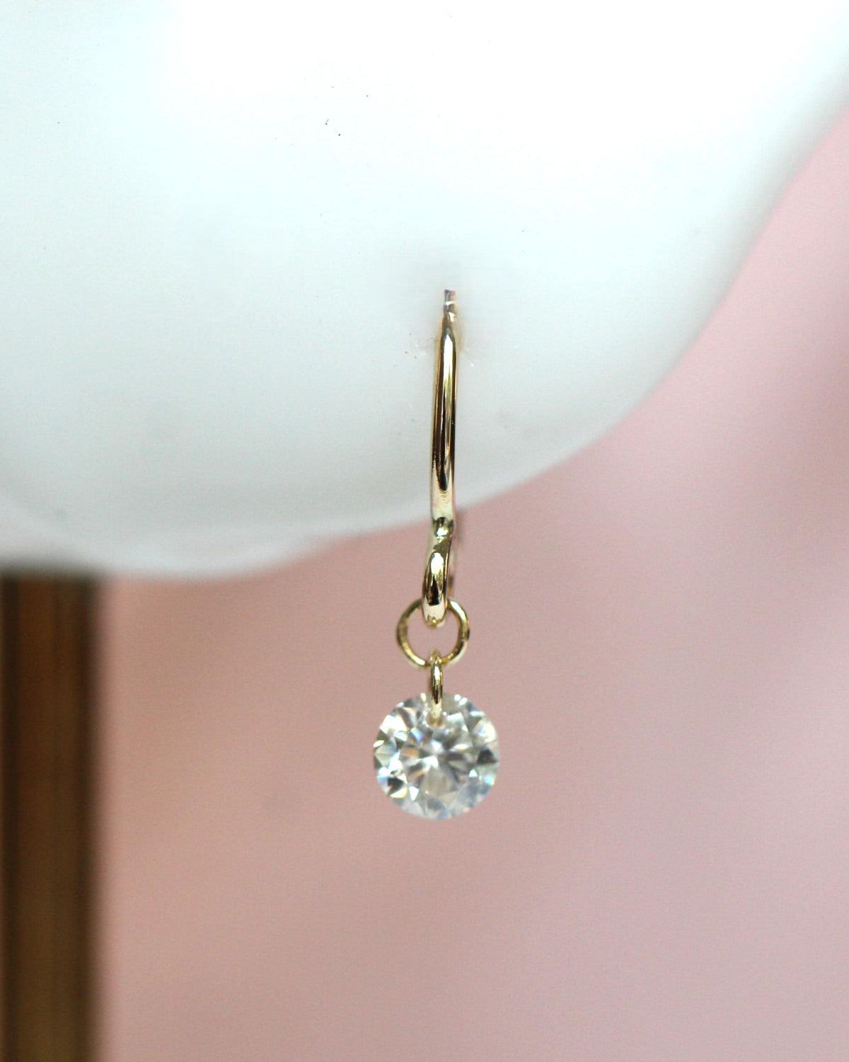 14K Gold Floating Diamond Hoop Earrings, Huggie Hoops, Round Diamond, Lab Made Diamond, Minimal Jewelry, Tight Hoops, Sparkle Diamond, 10K