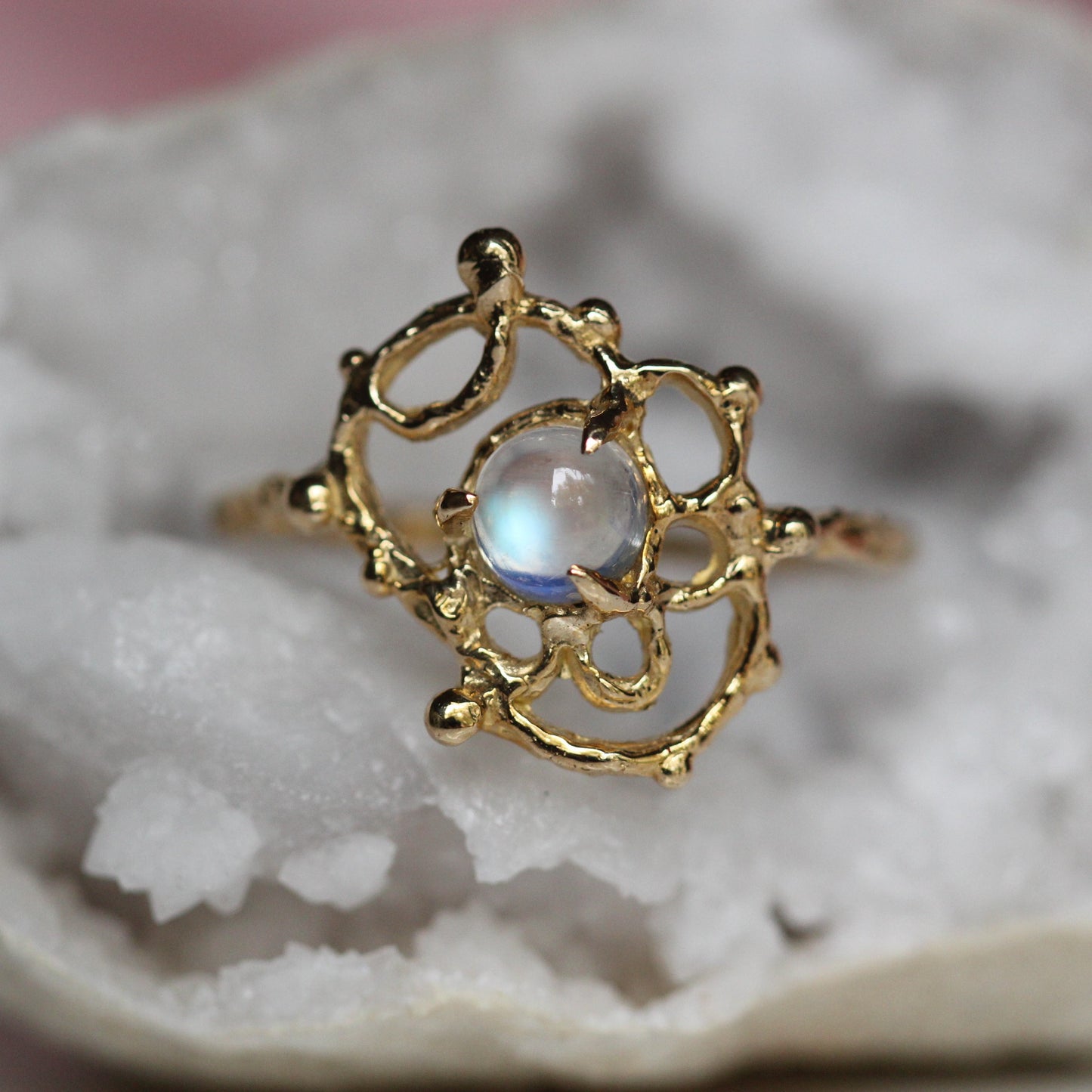 10K Lace Moonstone Ring- OOAK