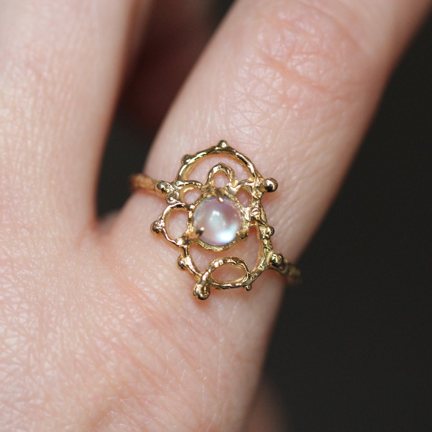 10K Lace Moonstone Ring- OOAK