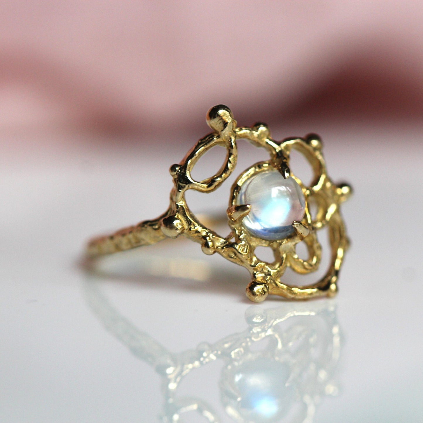 10K Lace Moonstone Ring- OOAK