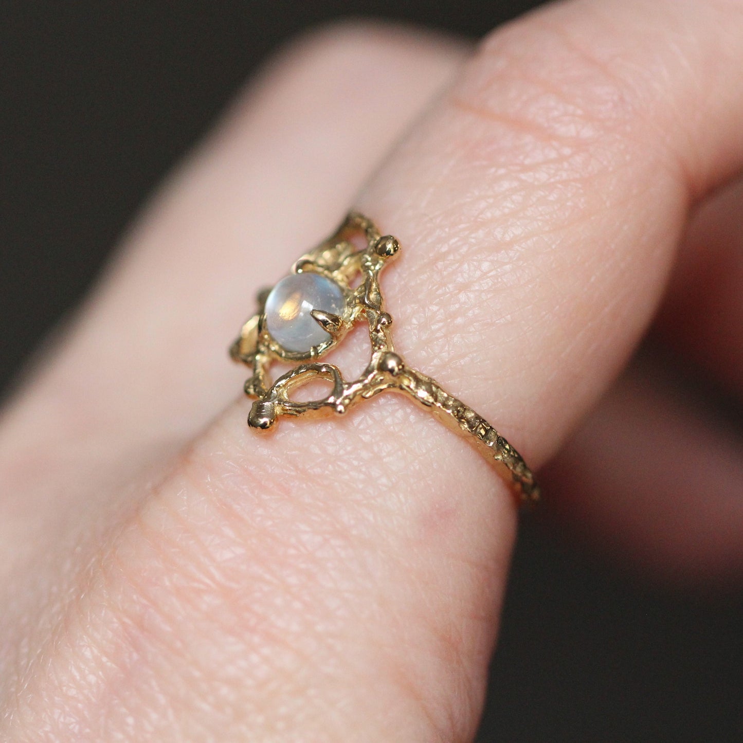 10K Lace Moonstone Ring- OOAK