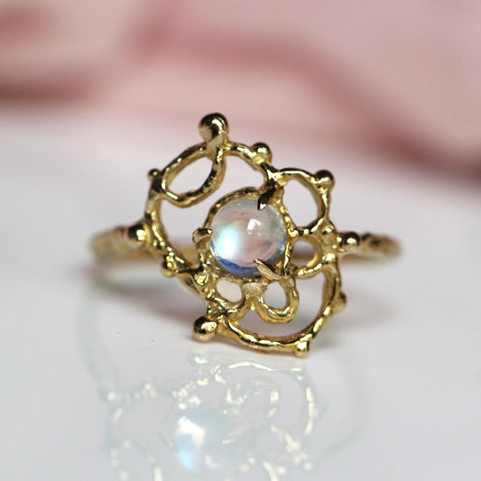 10K Lace Moonstone Ring- OOAK