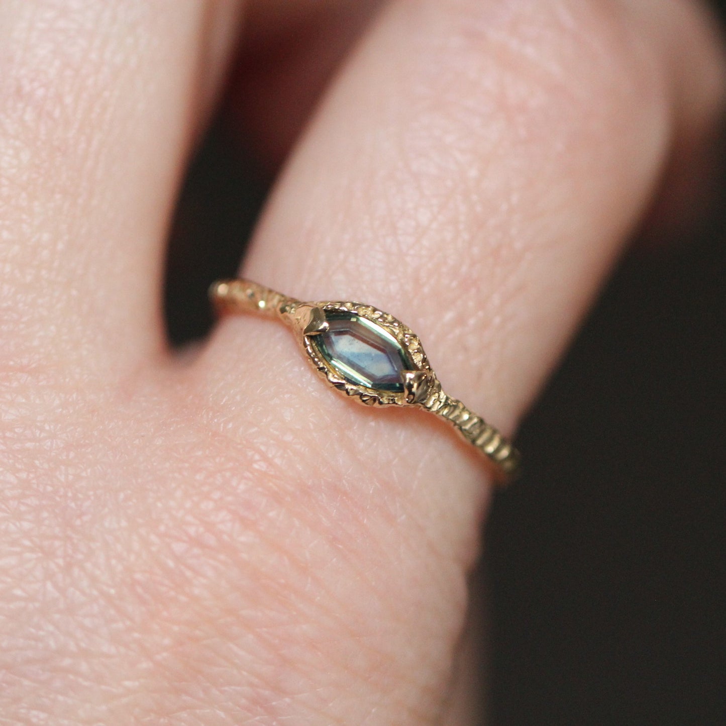 14K Parti Sapphire Marquise Ring- OOAK