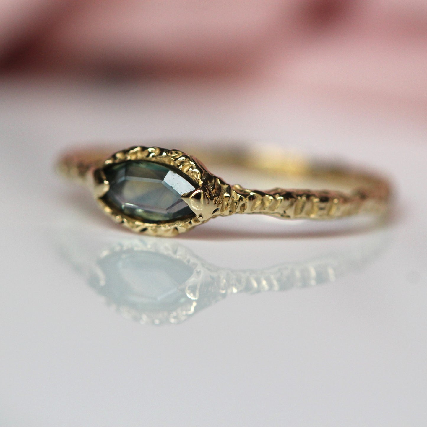 14K Parti Sapphire Marquise Ring- OOAK