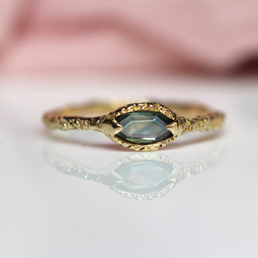 14K Parti Sapphire Marquise Ring- OOAK