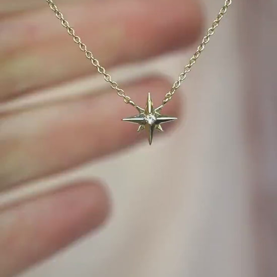 14K Gold Star Necklace, "North Star" Necklace, Solid Gold Necklace, Diamond Star Necklace, Diamond Necklace, Dainty Jewelry, Minimal Jewelry