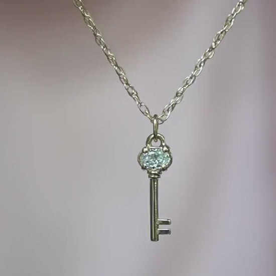 14K Gold Diamond Diary Key Pendant, Key Necklace, Skeleton Key Charm, Key Charm, Diamond Charm, Natural Diamond, 10K Gold, Unique Key