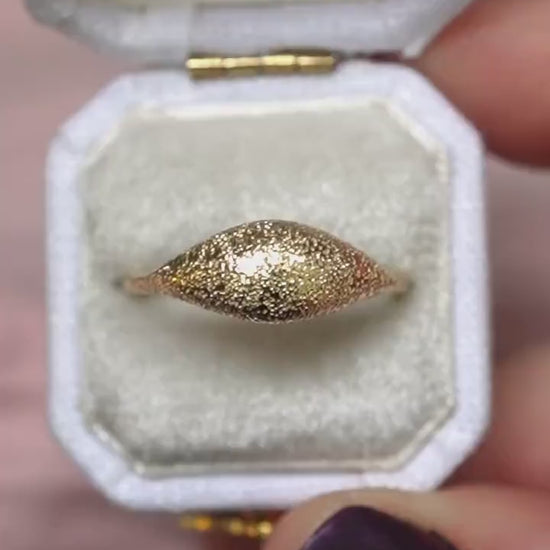 14K Gold Glitter Dome Ring, Bobble Ring, Bubble Ring, Real Gold Ring, Solid Gold Ring, 10K, Mirror Finish, High Polish, Minimal Jewelry