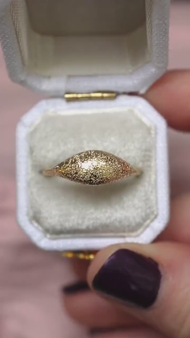 14K Gold Glitter Dome Ring, Bobble Ring, Bubble Ring, Real Gold Ring, Solid Gold Ring, 10K, Mirror Finish, High Polish, Minimal Jewelry