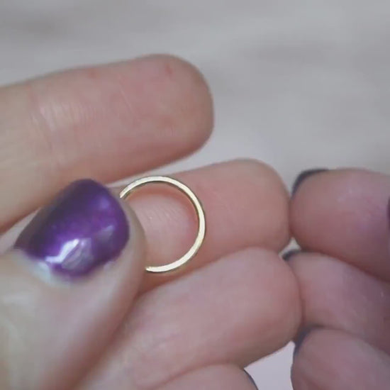 14K Charm Stopper Hoops, Plain Hoops, 12mm Hoops, Everyday Wear, Solid Gold Hoops, Post Hoops, Real Gold Hoops, Dangle Hoops, 10K