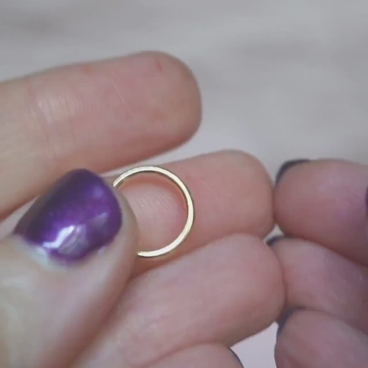 14K Charm Stopper Hoops, Plain Hoops, 12mm Hoops, Everyday Wear, Solid Gold Hoops, Post Hoops, Real Gold Hoops, Dangle Hoops, 10K
