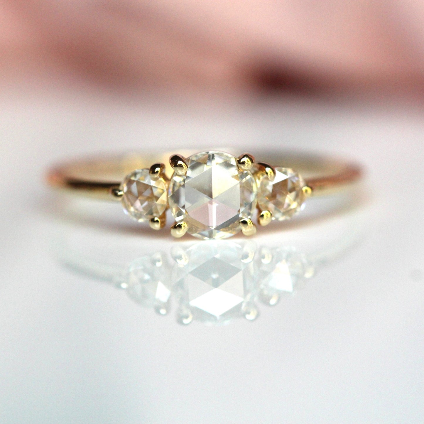 Rose Cut Diamond Trilogy Ring