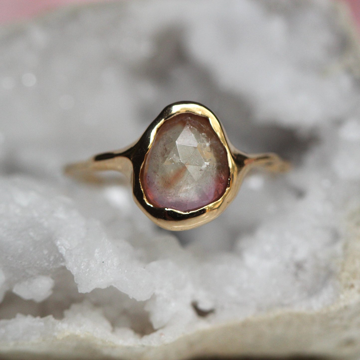 14K Free Form Tourmaline Ring- OOAK