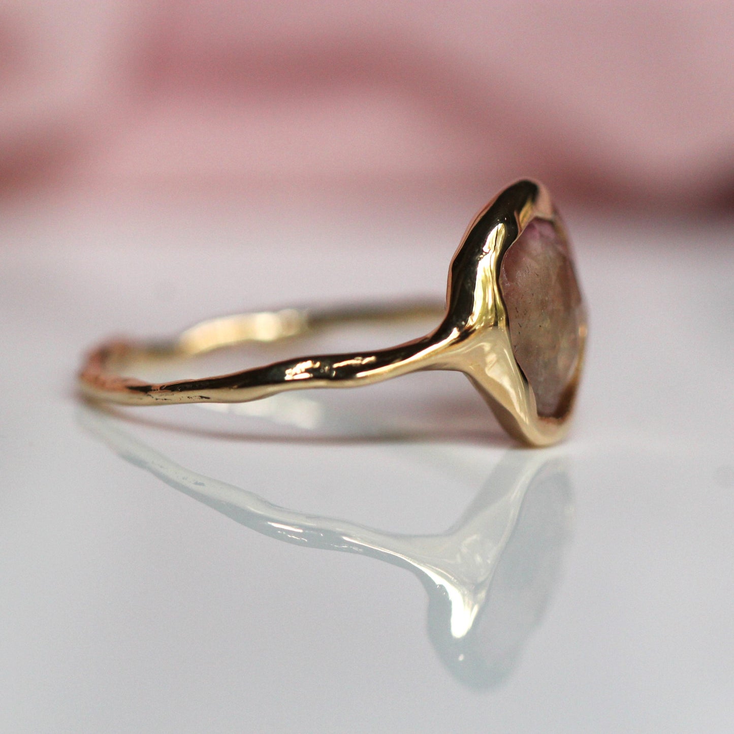 14K Free Form Tourmaline Ring- OOAK