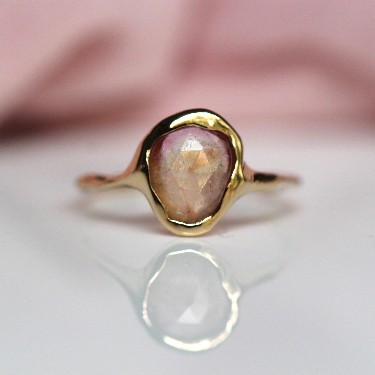 14K Free Form Tourmaline Ring- OOAK