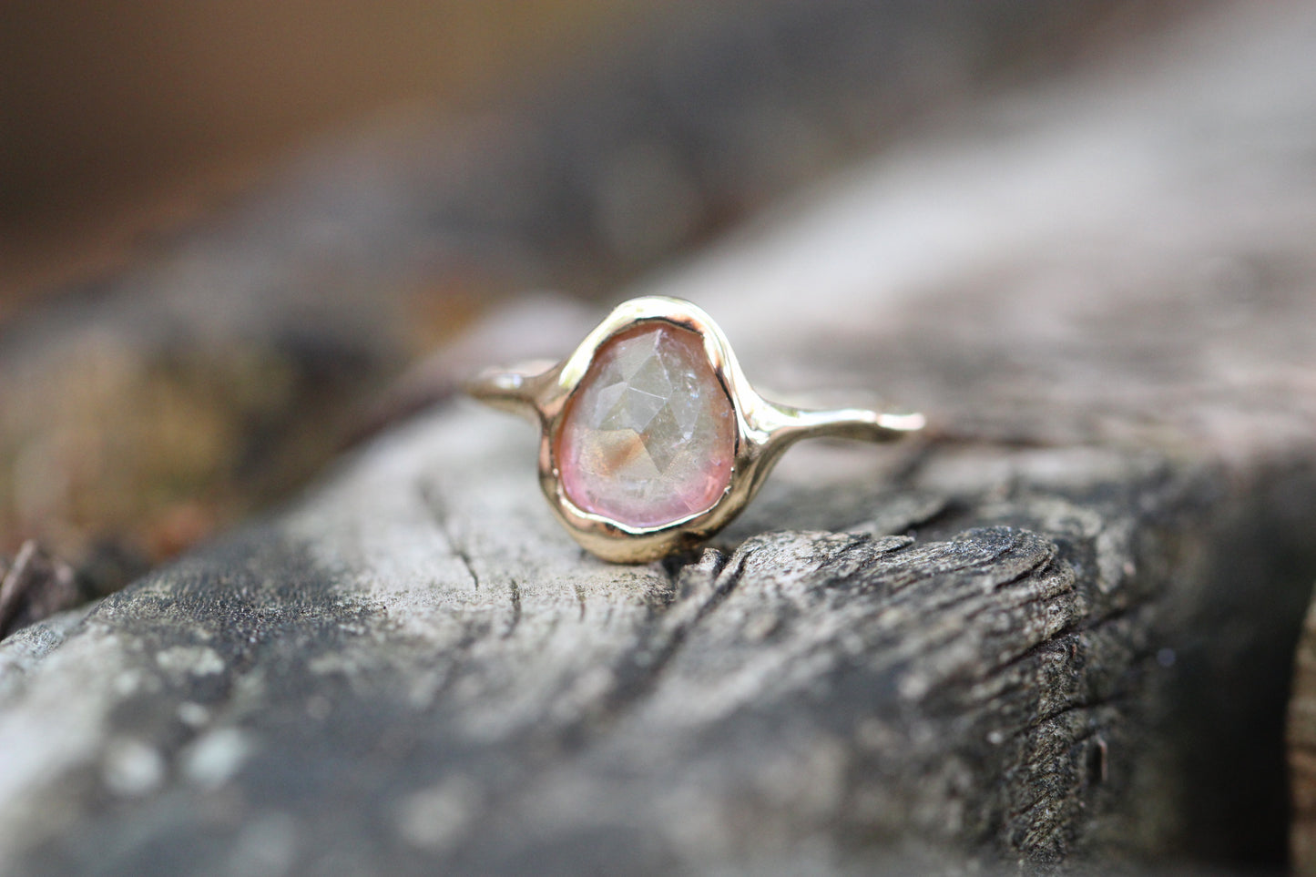 14K Free Form Tourmaline Ring- OOAK