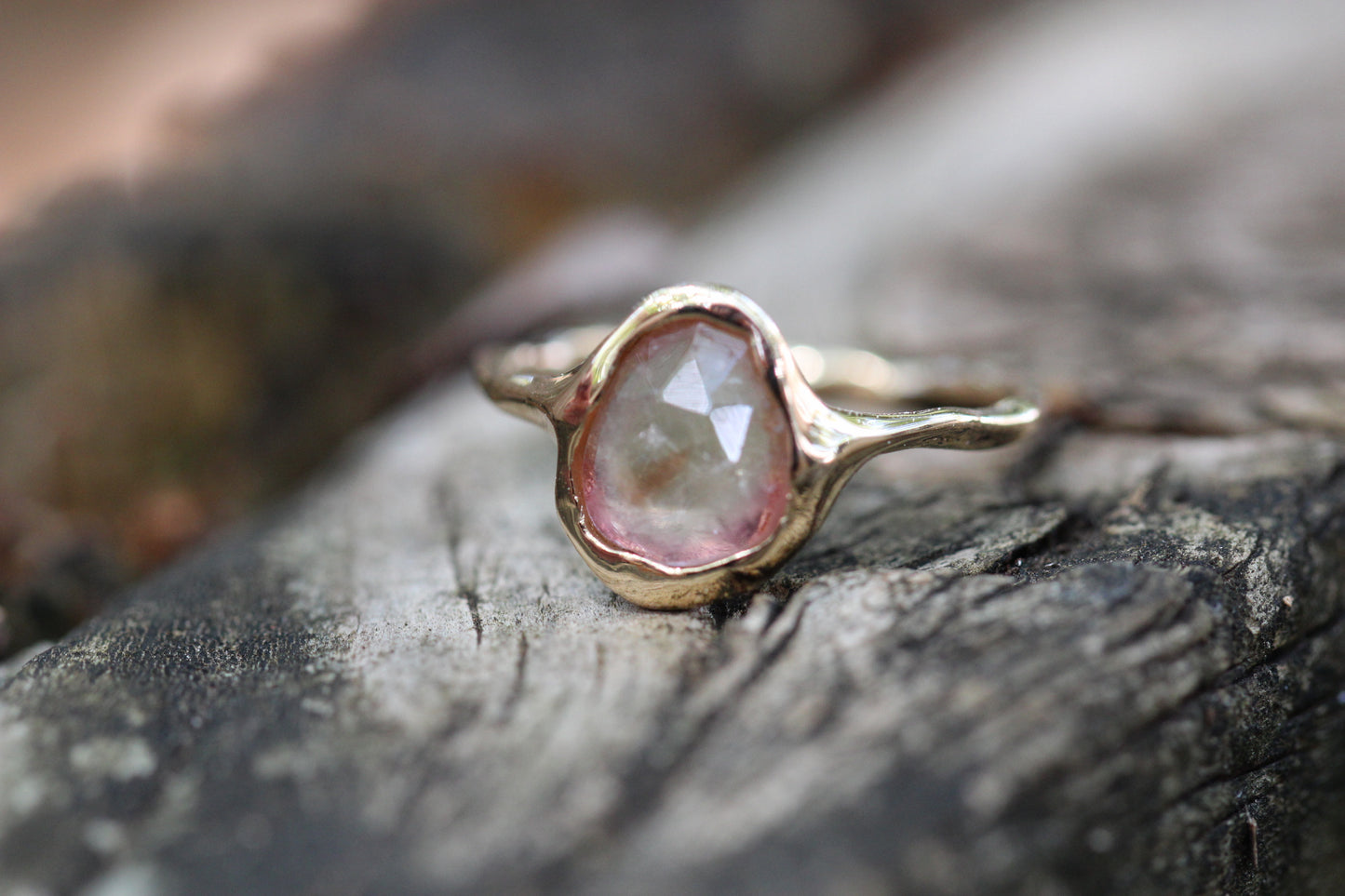 14K Free Form Tourmaline Ring- OOAK