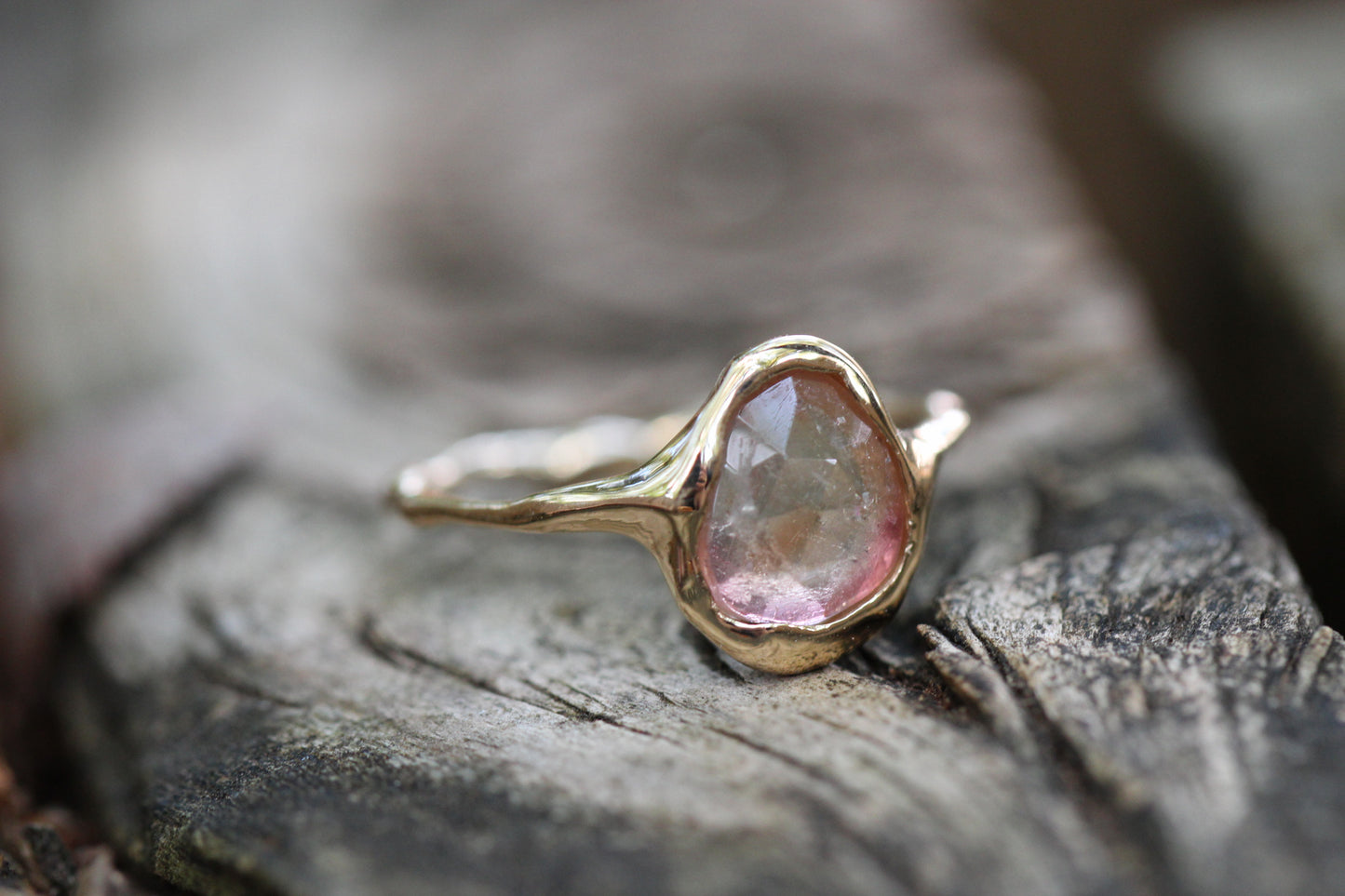 14K Free Form Tourmaline Ring- OOAK